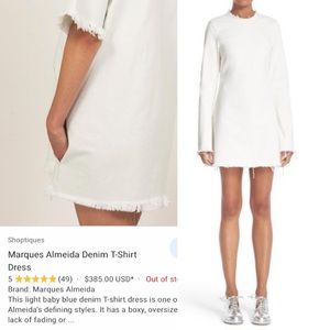 MARQUES ALMEIDA White 'Janis'  Long Sleeve Denim Dress
